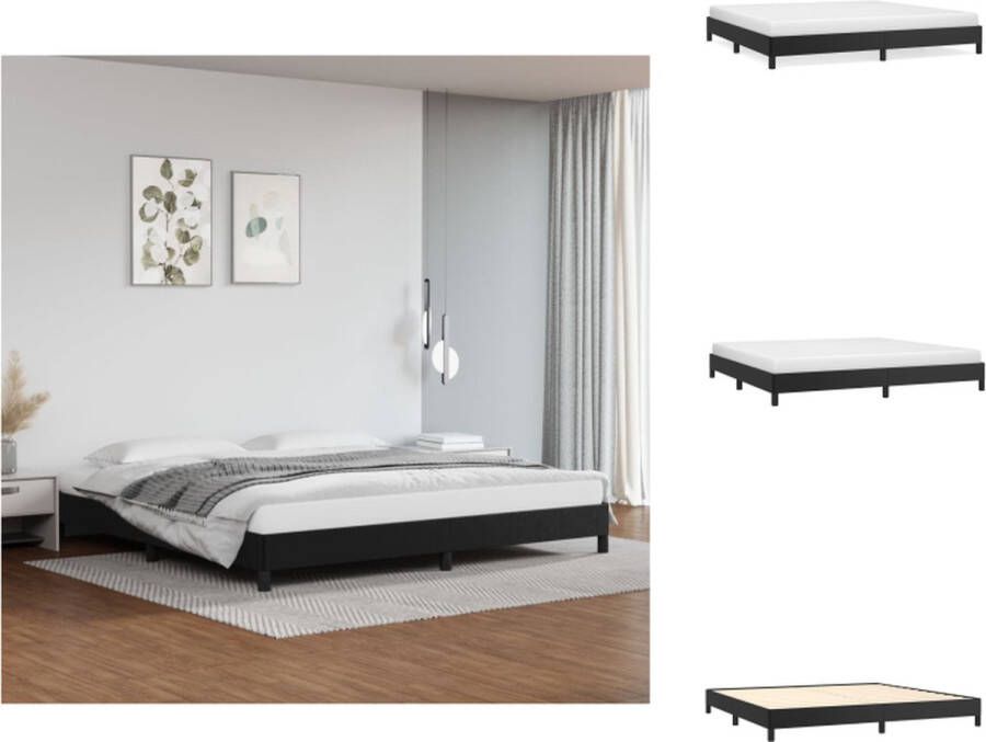 vidaXL Bedframe Zwart Kunstleer 203x203x25 cm Stabiele poten Multiplex lattenbodem Bed