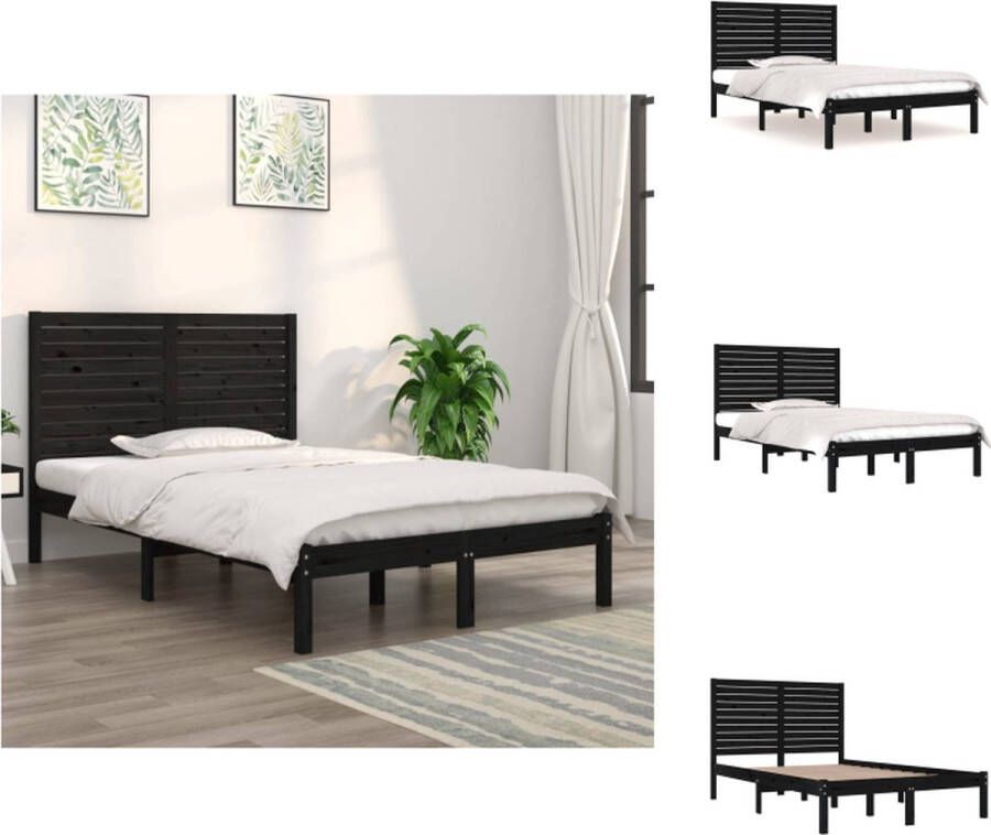 VidaXL Bedframe Zwart Massief Grenenhout 195.5 x 126 x 100 cm (L x B x H) Geschikt voor 120 x 190 cm Matras (4FT Small Double) Bed