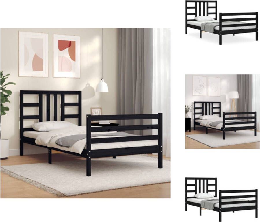 VidaXL Bedframe Zwart Massief Grenenhout 205.5 x 105.5 x 100 cm Met Multiplex Lattenbodem Bed