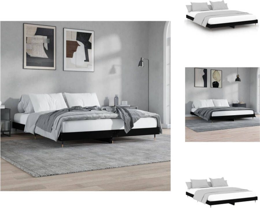 VidaXL Bedframe Zwart Multiplex Lattenbodem 203 x 163 x 20 cm Duurzaam Hout Metaal Bed