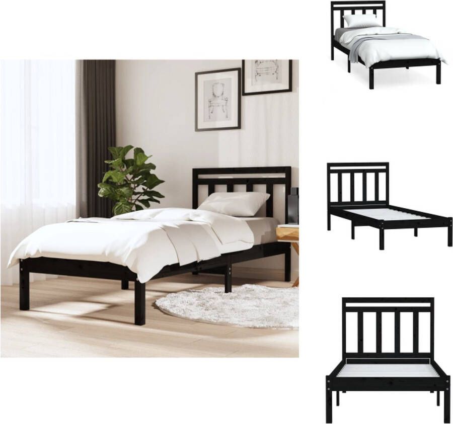 VidaXL Bedframe Zwarte Bedframes 195.5 x 81 x 100 cm Massief grenenhout Bed