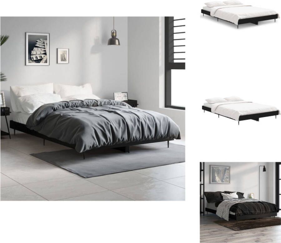 VidaXL Bedframe Zwarte bewerkt houten en metalen bedframe 193 x 123 x 20 cm Geschikt voor 120 x 190 cm matras Montage vereist Bed