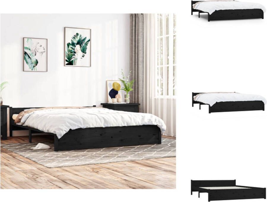 VidaXL Bedframe Zwarte Grenen 160x200cm Massief Hout Stabiel Comfortabel Montage vereist Bed