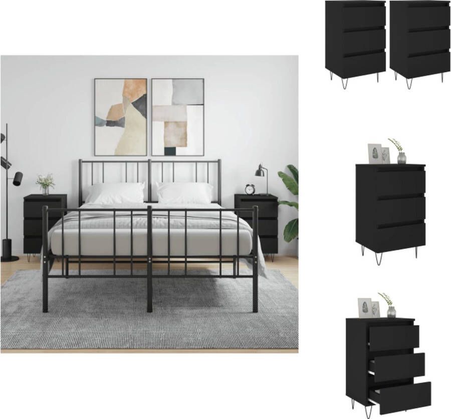 vidaXL Bedkasten Elegant Nachtkastjes 40 x 35 x 69 cm Zwart Kast