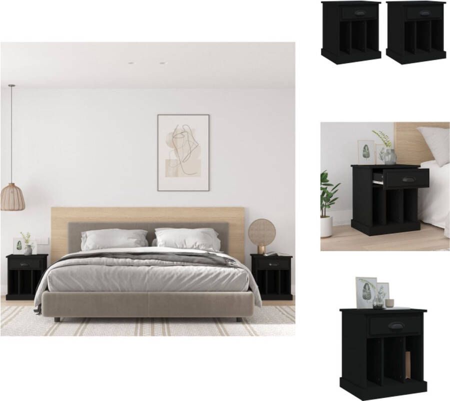VidaXL Nachtkastje Nachtkastjes Houten Nachtkastje Houten Nachtkastjes 2 st 43x36x50 cm zwart