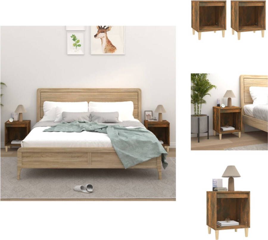 VidaXL Nachtkastje Nachtkastjes Houten Nachtkastje Slaapkamerkast Nachtkastjes 2 st 40x35x50 cm gerookt eikenkleurig - Foto 3