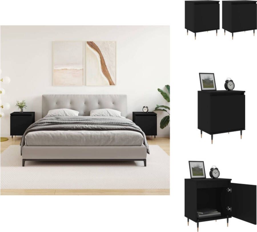 VidaXL Nachtkastje Nachtkastjes Bijzettafel Wandkastje Nachtkastjes 2 st 40x30x50 cm bewerkt hout zwart