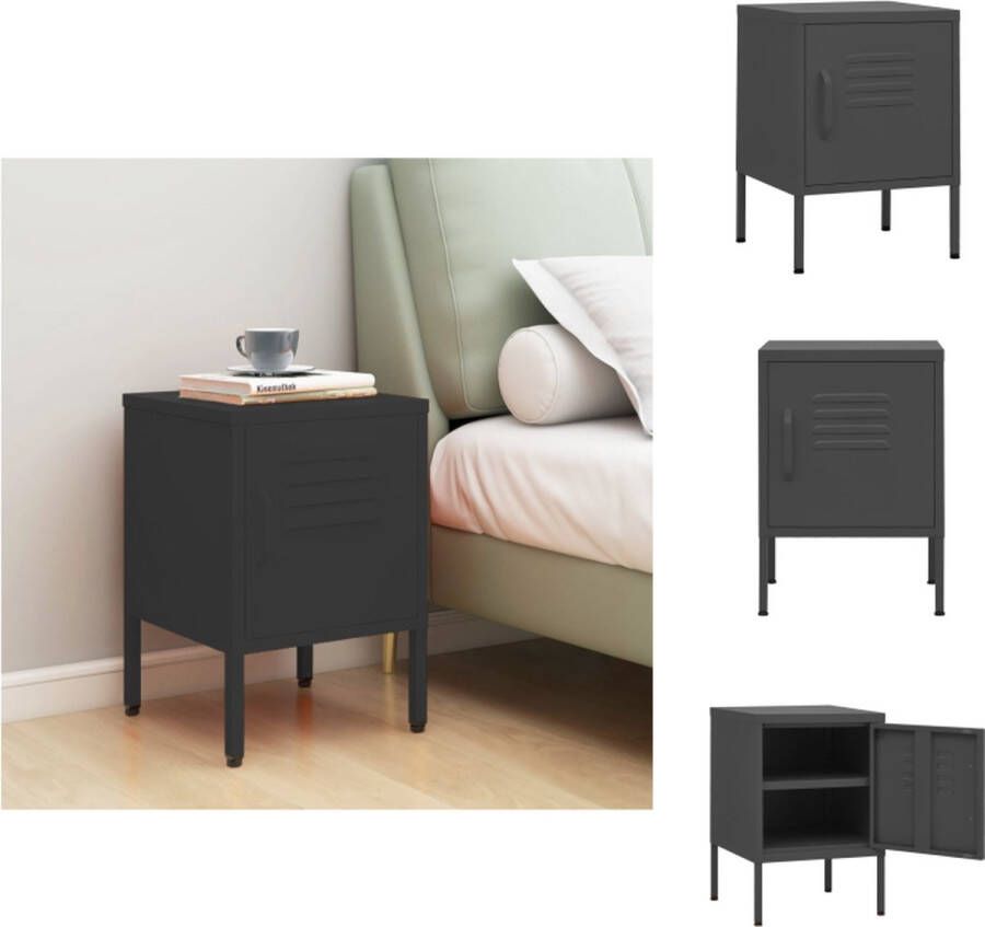 VidaXL Nachtkastje Nachtkastjes Nachttafel Nachttafels Nachtkastje 35x35x51 cm staal antracietkleurig - Foto 2