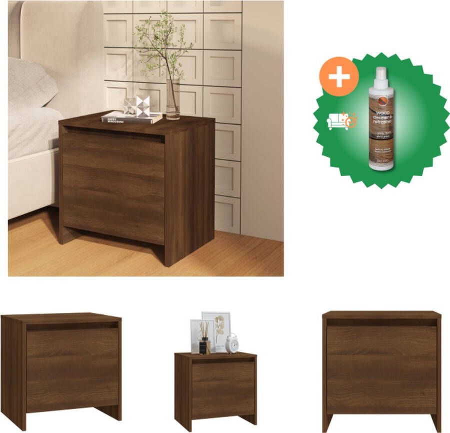 VidaXL Bedkastje Elegant Nachtkastje 45 x 34 x 44.5 cm Kleur- Bruineiken Materiaal- Spaanplaat Kast Inclusief Houtreiniger en verfrisser