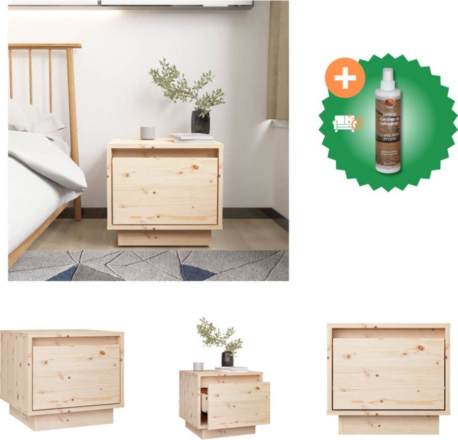 VidaXL Bedkastje Houten Bijzettafel 35 x 34 x 32 cm Massief grenenhout Kast Inclusief Houtreiniger en verfrisser