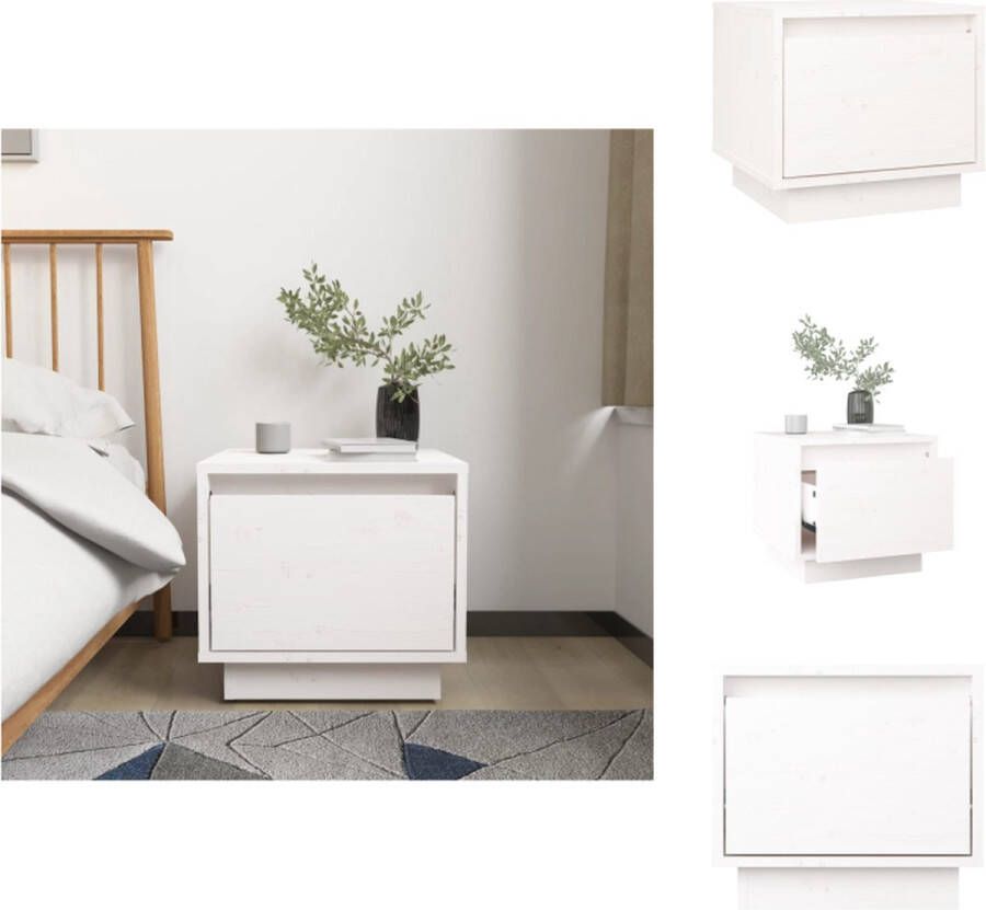 VidaXL Nachtkastje Nachtkastjes Bedtafeltje Bedkastje Nachtkastje 35x34x32 cm massief grenenhout wit