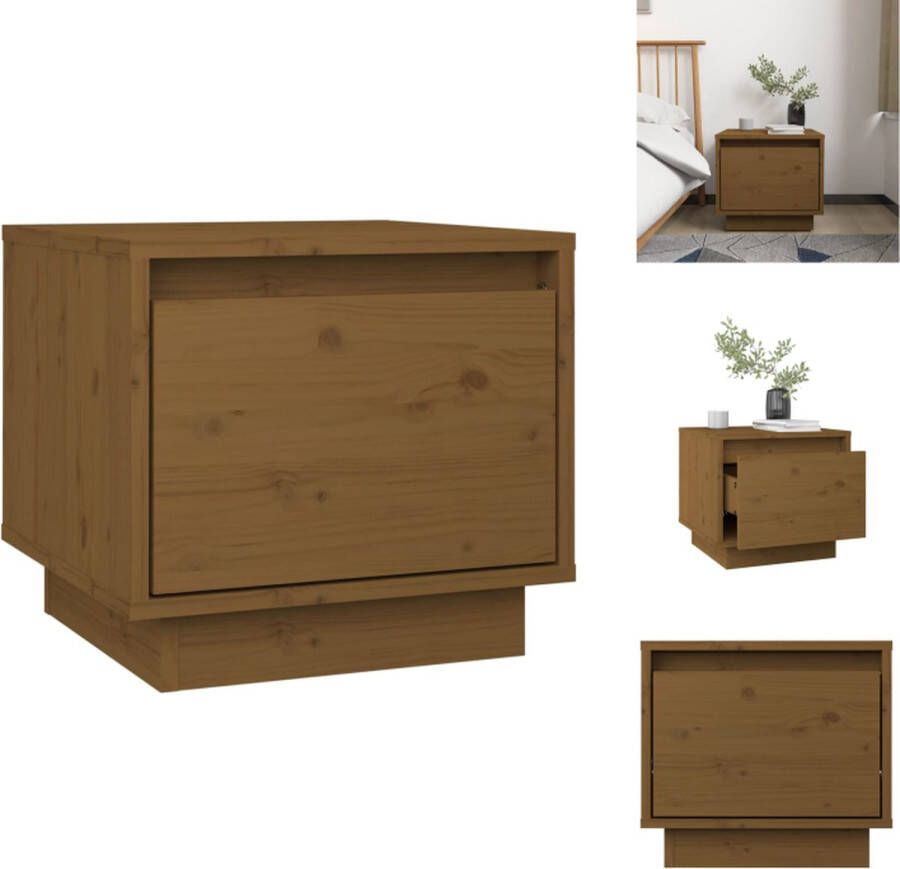 VidaXL Nachtkastje Nachtkastjes Bedtafeltje Bedkastje Nachtkastje 35x34x32 cm massief grenenhout honingbruin - Foto 2