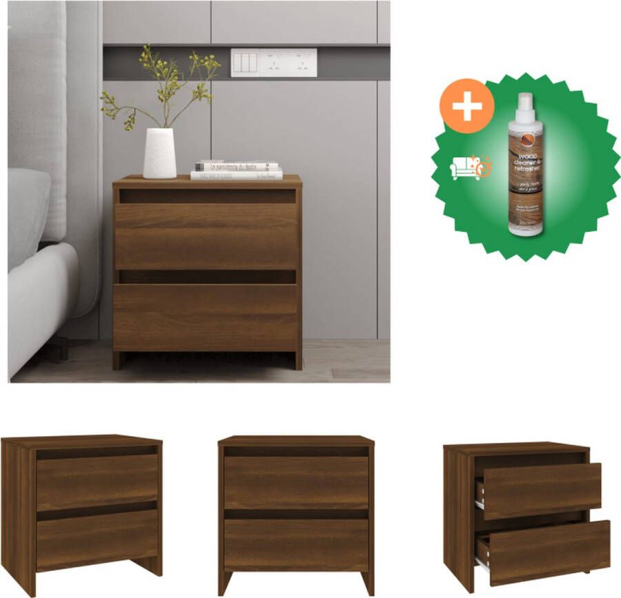 VidaXL Nachtkastje 45x34-5x44-5 cm spaanplaat bruineikenkleurig Kast Inclusief Houtreiniger en verfrisser