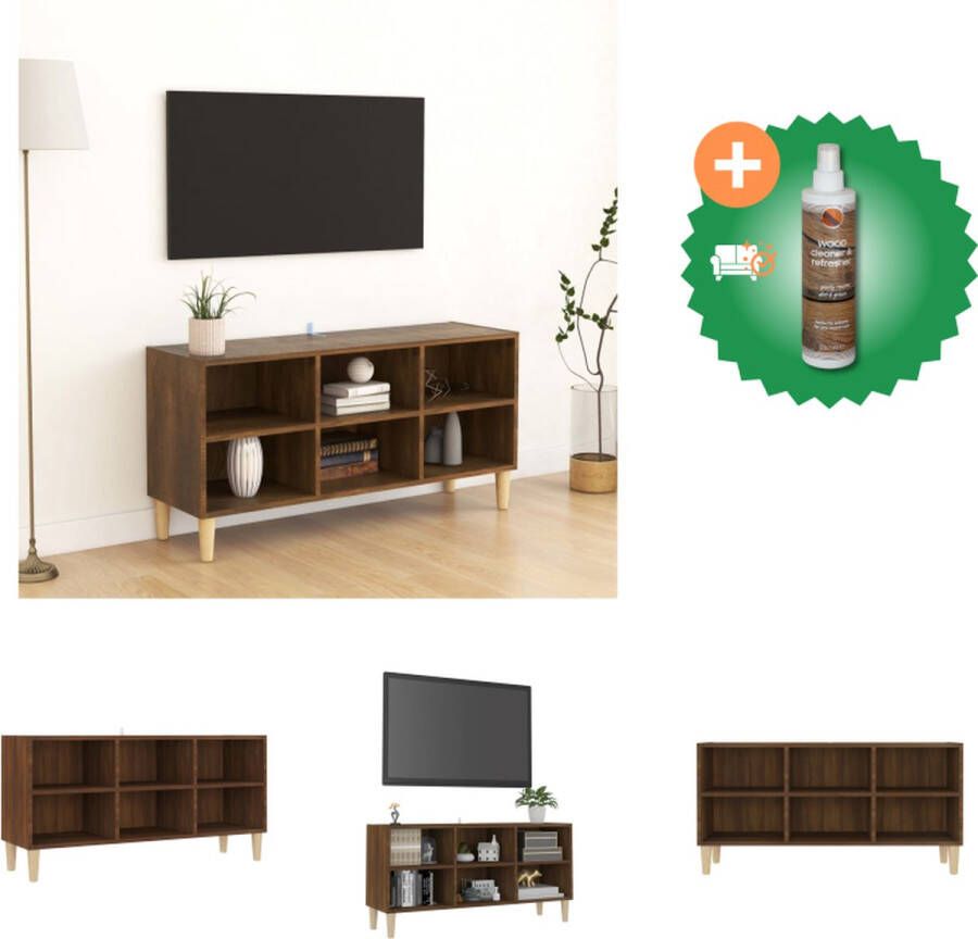 VidaXL Tv-meubel met houten poten 103-5x30x50 cm bruineikenkleurig Kast Inclusief Houtreiniger en verfrisser