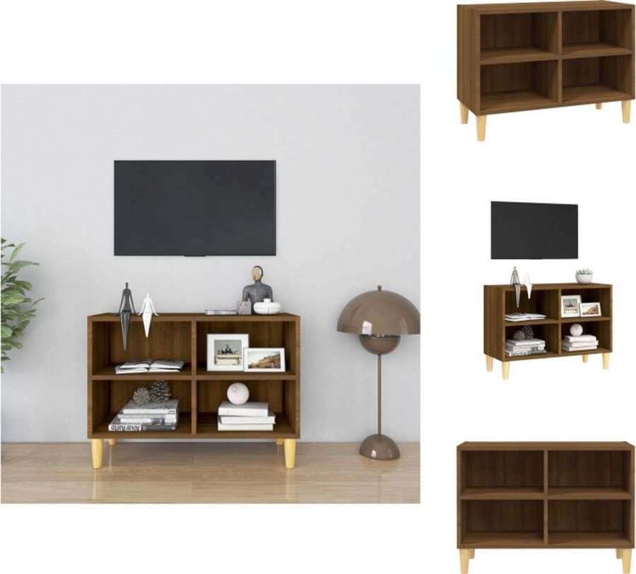 VidaXL Tv-meubel Tv-meubelen Stereokast Televisiemeubel Tv-meubel met houten poten 69-5x30x50 cm bruineikenkleurig