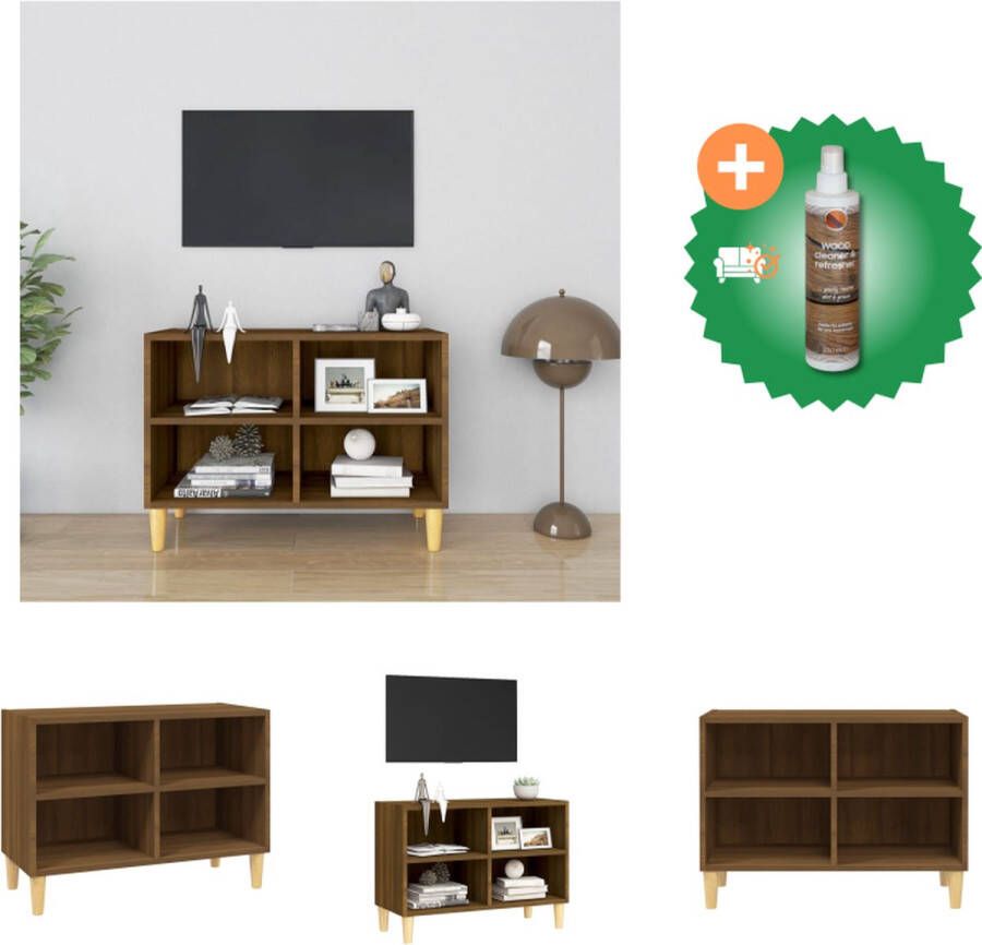 VidaXL Tv-meubel met houten poten 69-5x30x50 cm bruineikenkleurig Kast Inclusief Houtreiniger en verfrisser