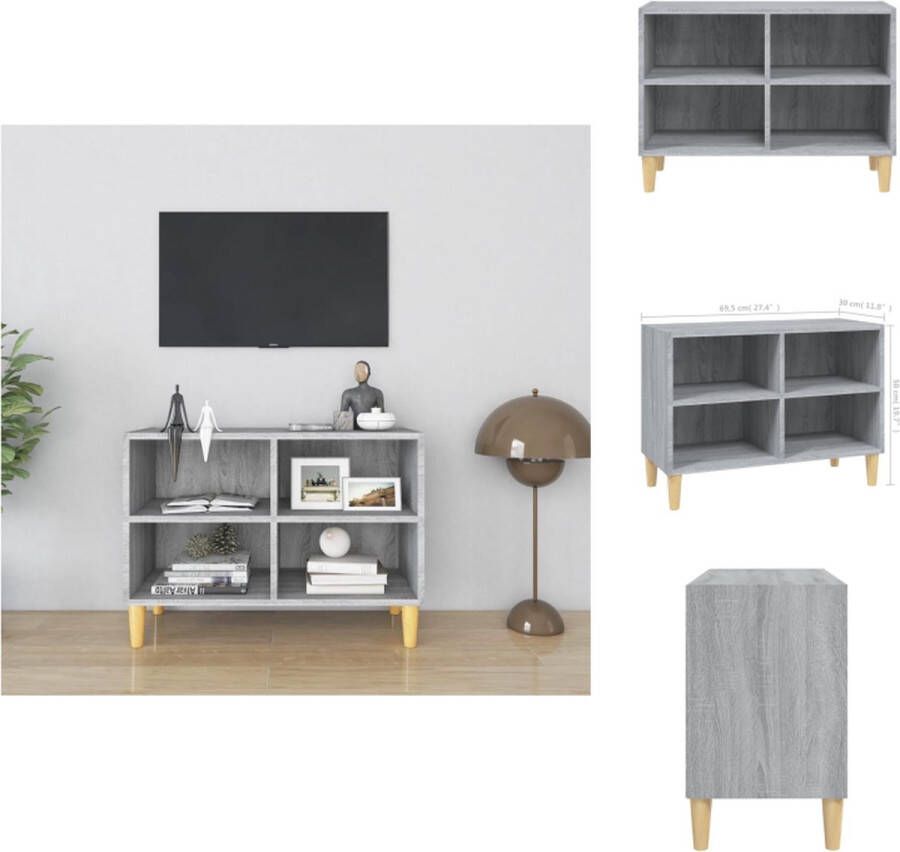 VidaXL Tv-meubel Tv-meubelen Stereokast Televisiemeubel Tv-meubel met houten poten 69 5x30x50 cm grijs sonoma eiken