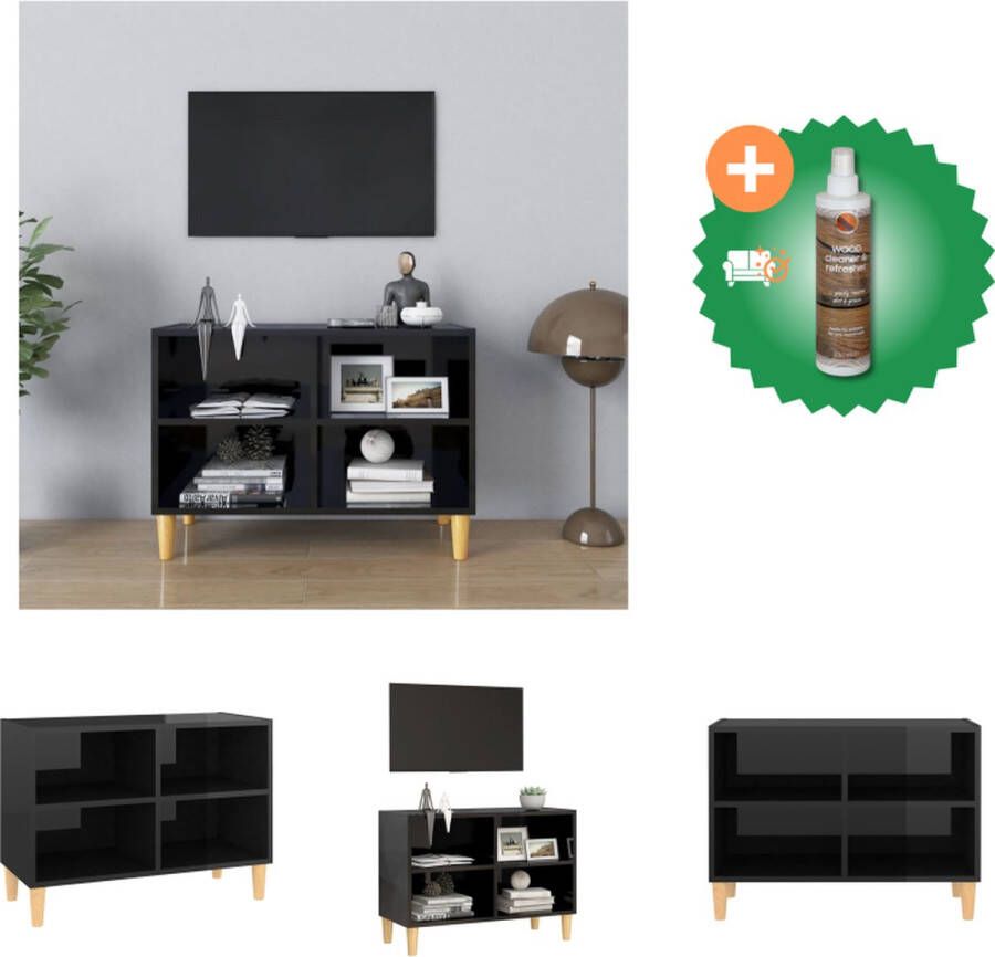 VidaXL Bedkastje Scandinavische Stijl 69.5 x 30 x 50 cm Hoogglans Zwart Kast Inclusief Houtreiniger en verfrisser