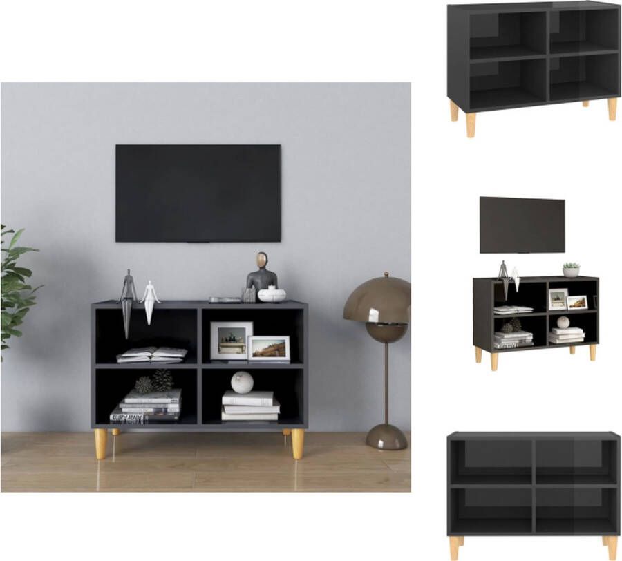 VidaXL Tv-kast Tv-kasten Tv-standaard Tv-standaarden Tv-meubel met houten poten 69 5x30x50 cm hoogglans grijs - Foto 2