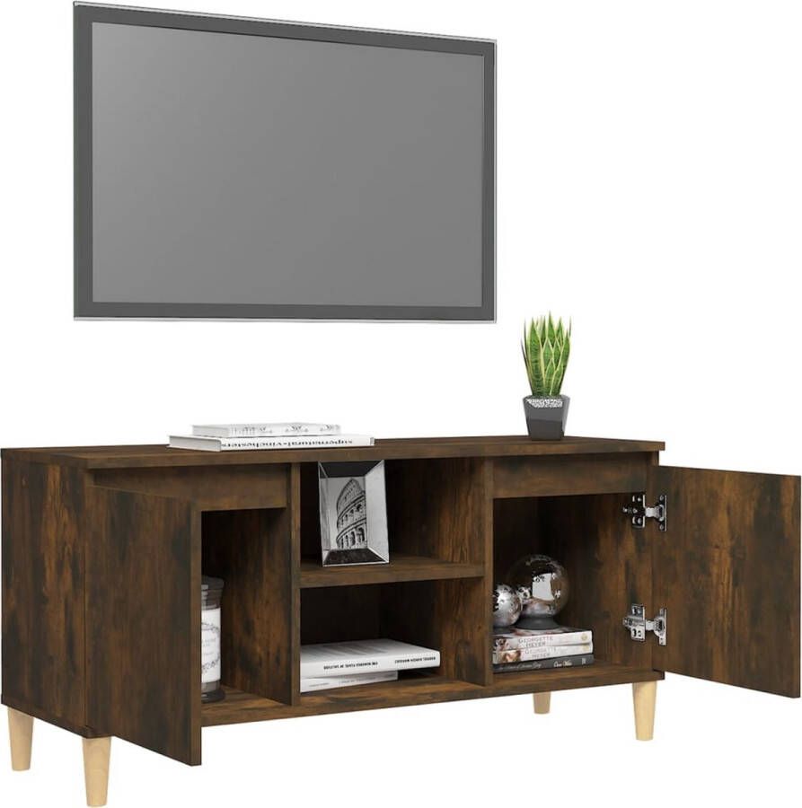 VidaXL Tv-meubel Tv-meubelen Stereokast Televisiemeubel Tv-meubel met houten poten 103 5x35x50 cm gerookt eikenkleurig - Foto 3
