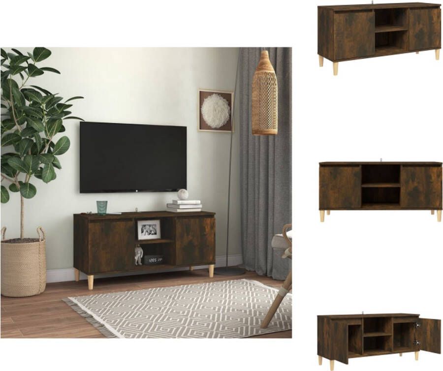VidaXL Tv-meubel Tv-meubelen Stereokast Televisiemeubel Tv-meubel met houten poten 103 5x35x50 cm gerookt eikenkleurig - Foto 2