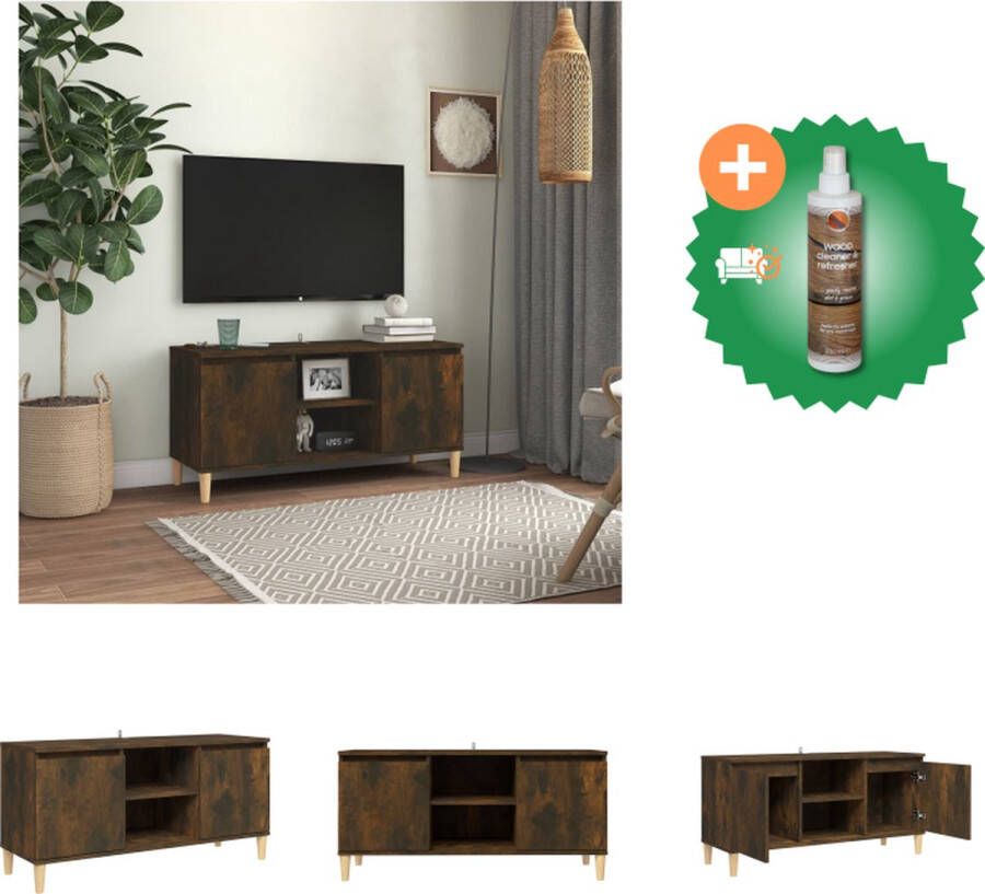 VidaXL Tv-meubel met houten poten 103-5x35x50 cm gerookt eikenkleurig Kast Inclusief Houtreiniger en verfrisser