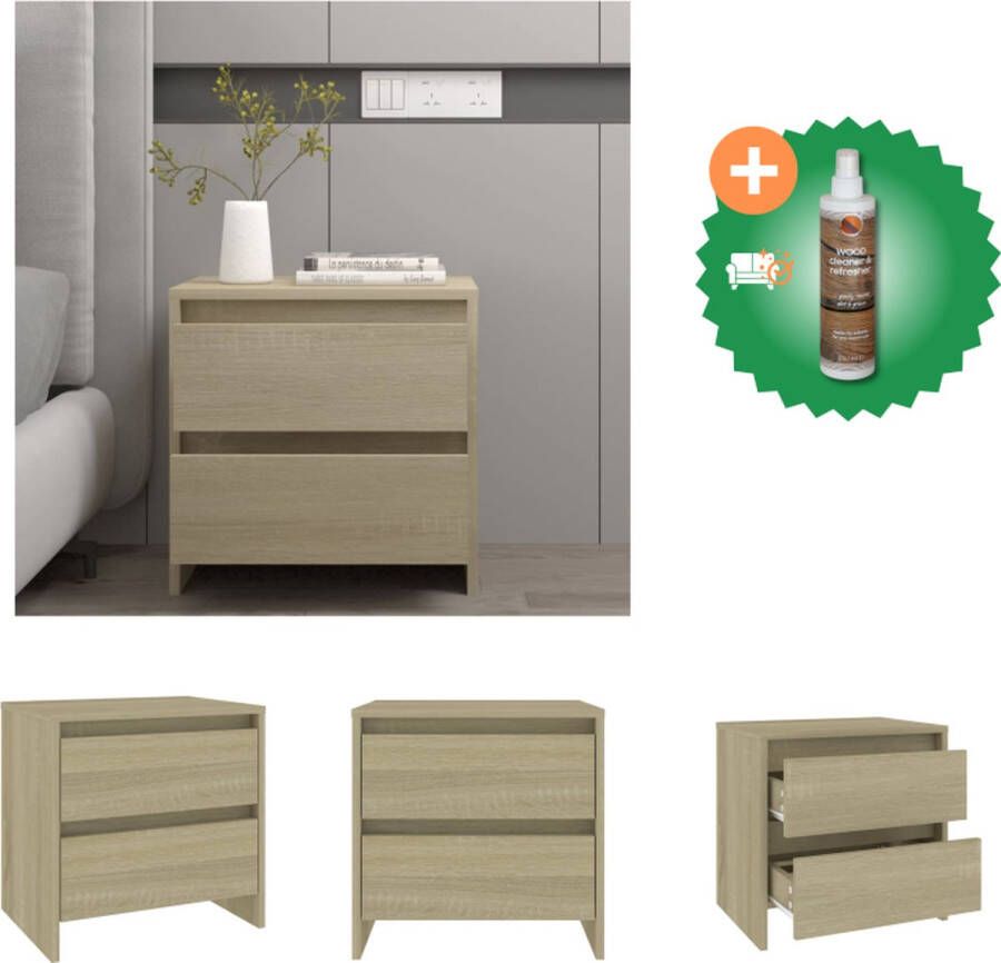 VidaXL Nachtkastje 45x34-5x44-5 cm spaanplaat sonoma eikenkleurig Kast Inclusief Houtreiniger en verfrisser