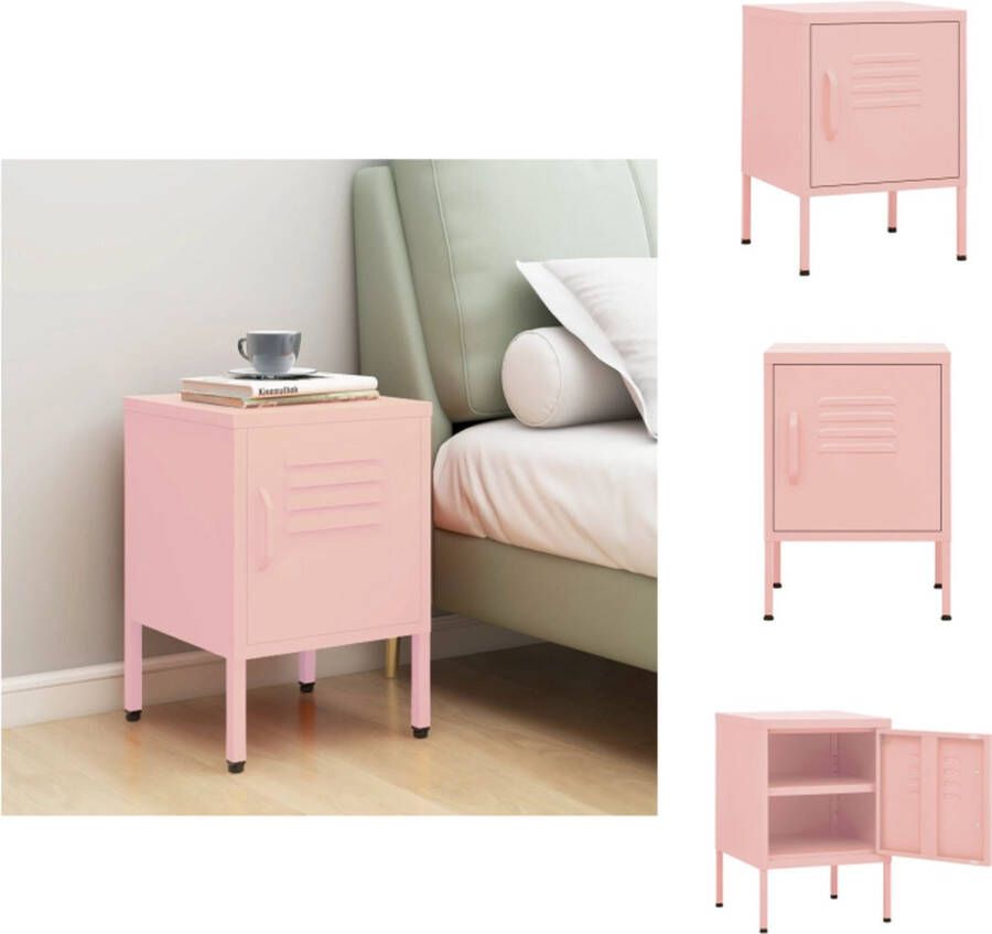 VidaXL Nachtkastje Nachtkastjes Nachttafel Nachttafels Nachtkastje 35x35x51 cm staal roze - Foto 2