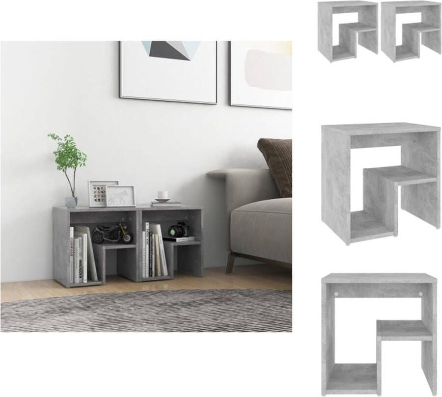 VidaXL Nachtkastje Nachtkastjes Slaapkamerkastje Slaapkamerkastjes Nachtkastjes 2 st 40x30x40 cm bewerkt hout betongrijs - Foto 2