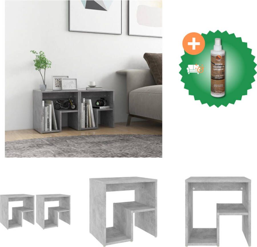 VidaXL Bedkastjes Betongrijs 40 x 30 x 40 cm Duurzaam Montage vereist Kast Inclusief Houtreiniger en verfrisser - Foto 2