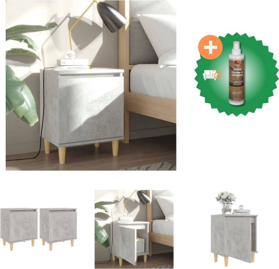 VidaXL Bedkastjes Betongrijs 40 x 30 x 50 cm Scandinavische stijl Kast Inclusief Houtreiniger en verfrisser