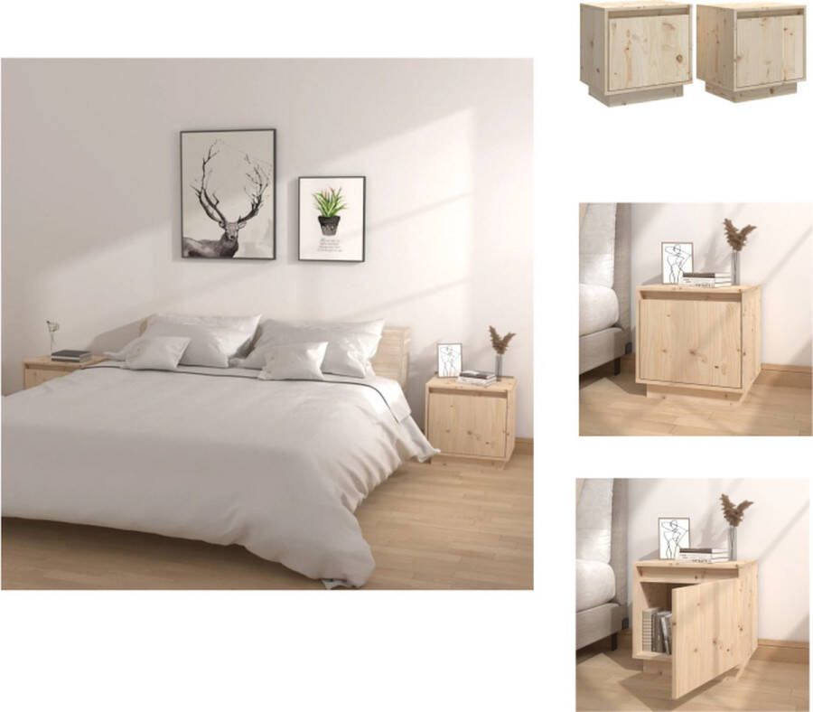 VidaXL Nachtkastje Nachtkastjes Bedtafeltje Bedkastje Nachtkastjes 2 st 40x30x40 cm massief grenenhout - Foto 3