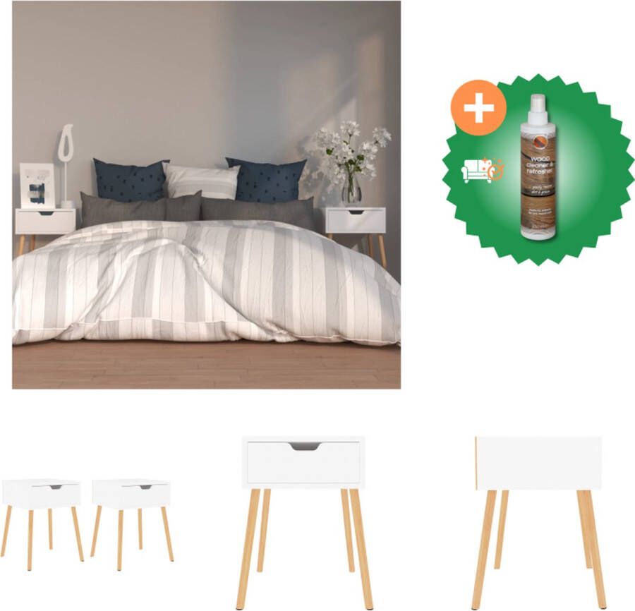 VidaXL Bedkastjes Moderne Charme Nachtkastje 40x40x56 cm Hoogglans Wit Kast Inclusief Houtreiniger en verfrisser