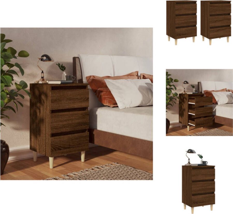 VidaXL Nachtkastje Nachtkastjes Bedkast Zijkast Nachtkastjes 2 st met houten poten 40x35x69 cm bruineikenkleur