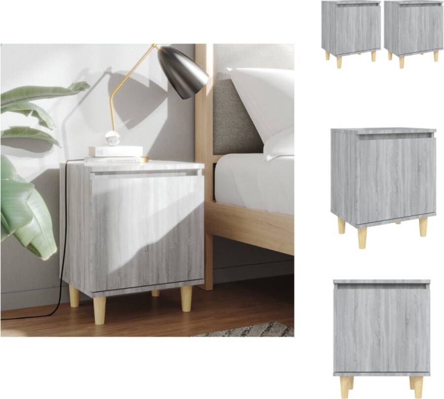 VidaXL Nachtkastje Nachtkastjes Bedkast Zijkast Nachtkastjes 2 st met houten poten 40x30x50 cm grijs sonoma