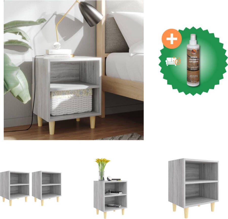VidaXL Bedkastjes Scandinavische stijl 40x30x50 cm Grijs sonoma eiken Kast Inclusief Houtreiniger en verfrisser