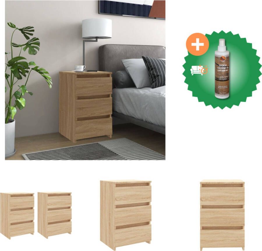 VidaXL Nachtkastjes 2 st 40x35x62-5 cm spaanplaat sonoma eikenkleurig Kast Inclusief Houtreiniger en verfrisser
