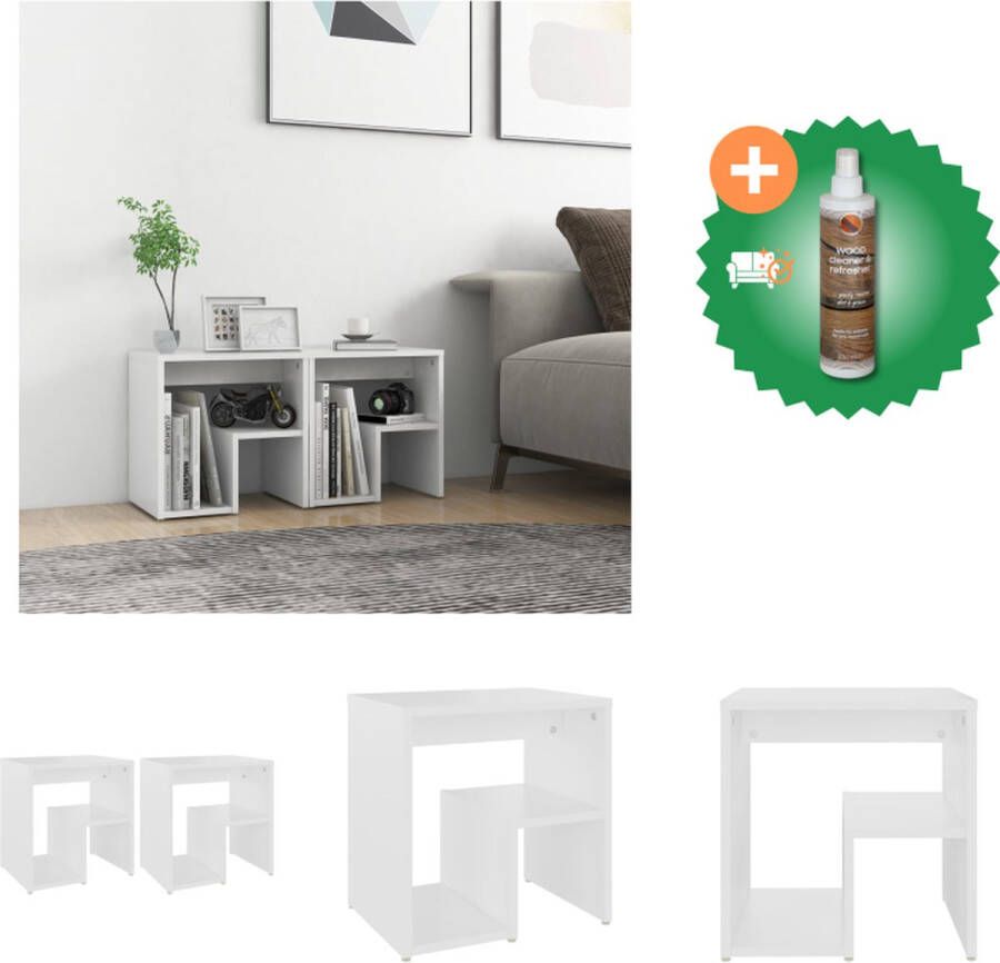 VidaXL Bedkastjes Trendy en praktisch Nachtkastje Afmeting- 40x30x40 cm Ken- Stevige constructie Kleur- wit Materiaal- spaanplaat Montage vereist 2x nachtkastje in levering Kast Inclusief Houtreiniger en verfrisser