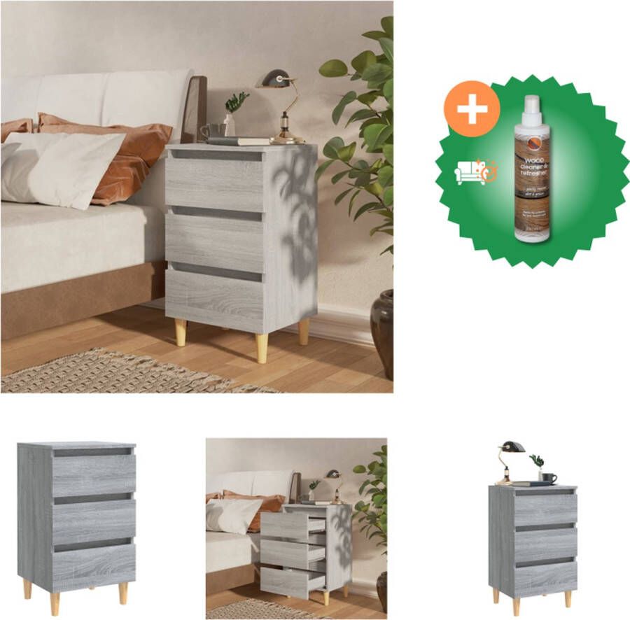 VidaXL Bedtafeltje Scandinavische stijl Grijs Sonoma Eiken 40 x 35 x 69 cm Kast Inclusief Houtreiniger en verfrisser