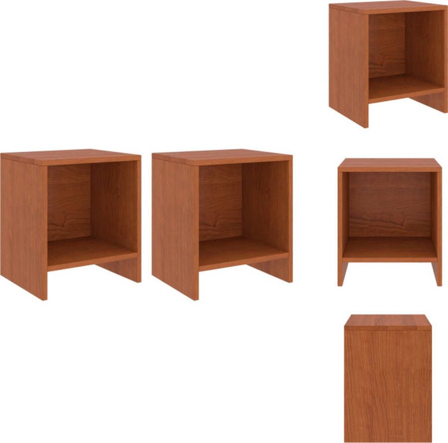 VidaXL Nachtkastje Nachtkastjes Houten Nachtkastje Houten Nachtkastjes 2 st 35x30x40 cm massief grenenhout honingbruin - Foto 2
