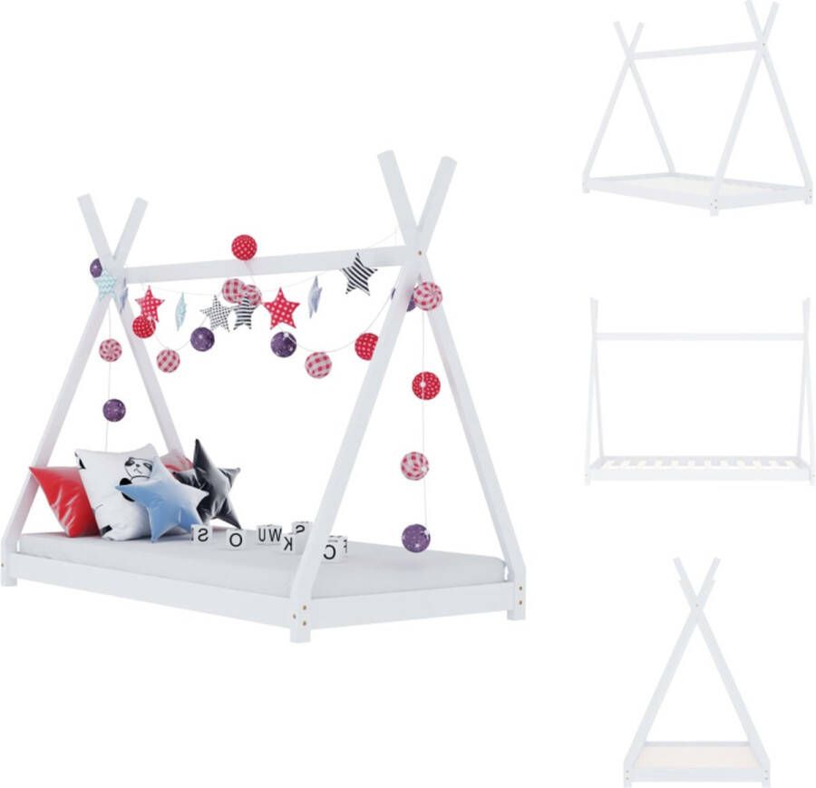 VidaXL Kinderbedframe Kinderbedframes Bed Bedden Kinderbedframe massief grenenhout wit 90x200 cm - Foto 4