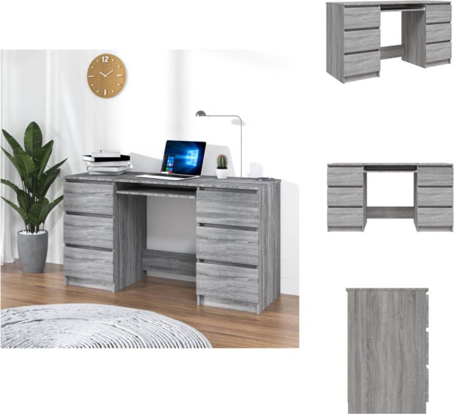 VidaXL Schrijftafel Schrijftafels Schrijf Tafel Bureau 140x50x77 cm bewerkt hout grijs sonoma eikenkleurig