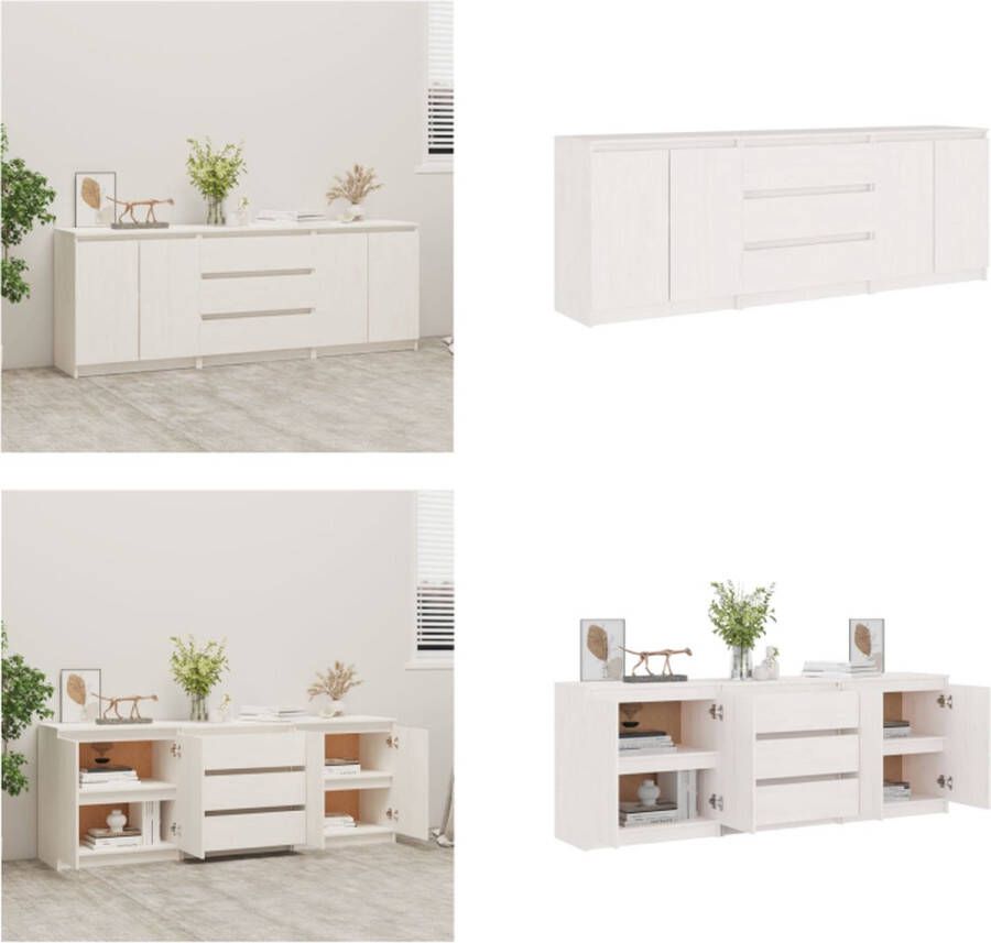 VidaXL Bijzetkast 180x36x65 cm massief grenenhout wit Bijzetkast Bijzetkasten Zijkast Opbergkast