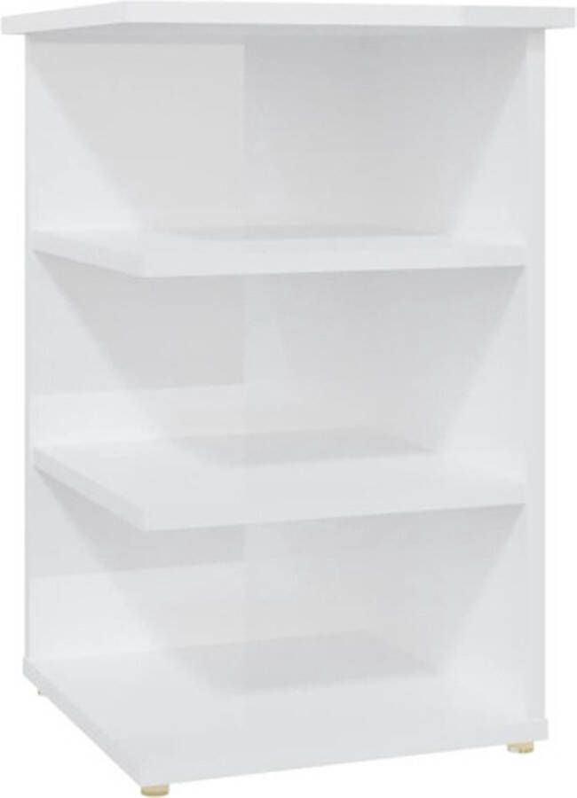 VidaXL Bijzetkast 35x35x55 cm bewerkt hout hoogglans wit - Foto 3