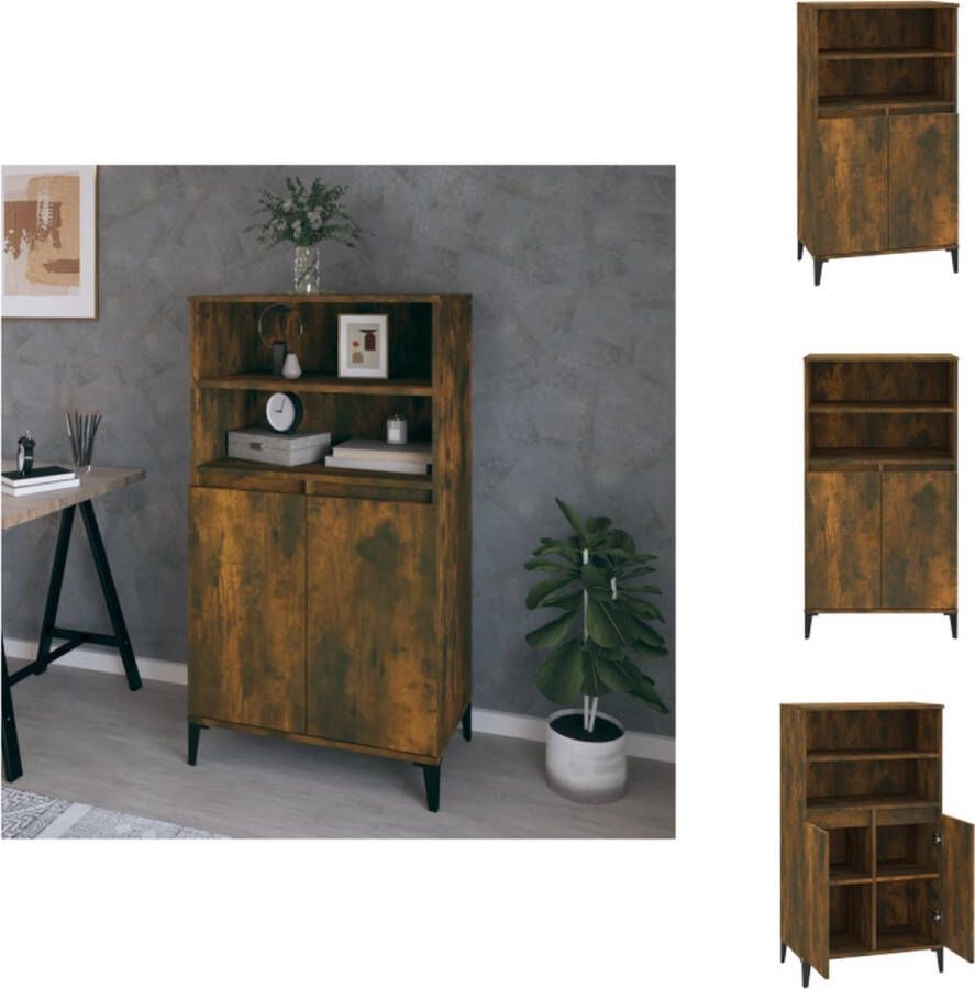 VidaXL Hoge Kast Hoge Kasten Kast Opbergkast Hoge kast 60x36x110 cm bewerkt hout gerookt eikenkleurig - Foto 3