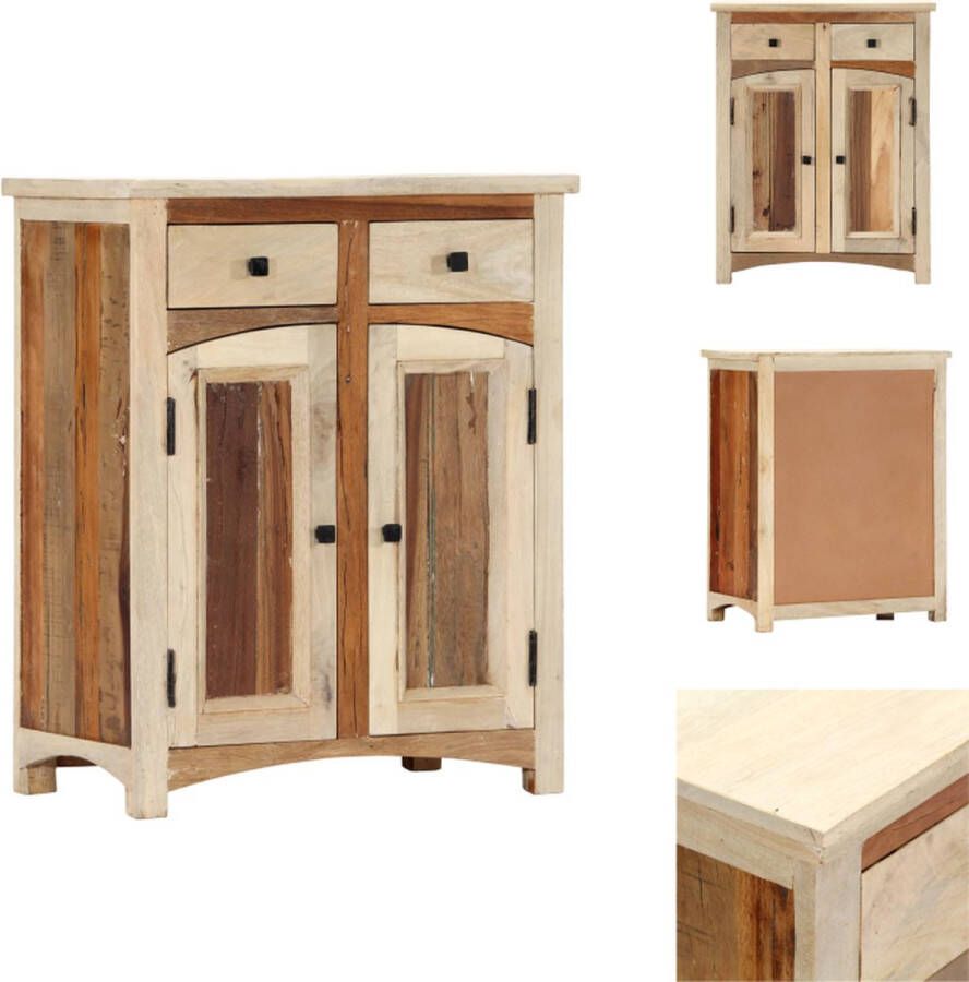 VidaXL Bijzetkast Massief Hout 60x30x75 cm 2 Deuren en 2 Lades Keukenkast