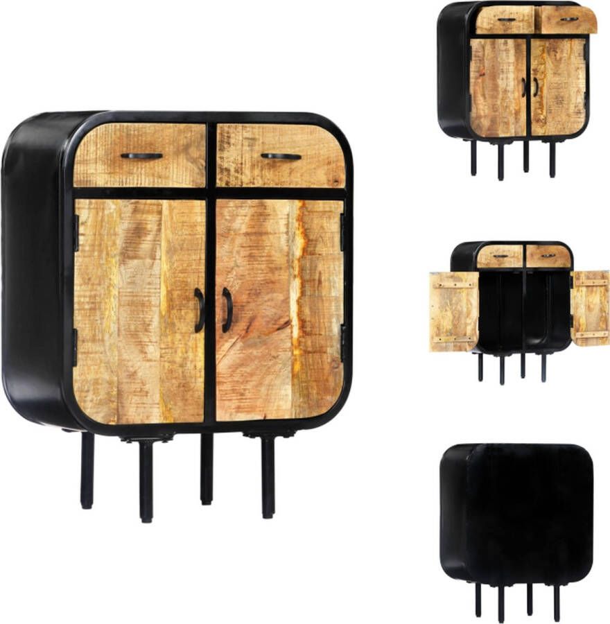 VidaXL Zijkast Zijkasten Dressoir Dressoirs Dressoir 60x30x75 cm massief mangohout en ijzer - Foto 2