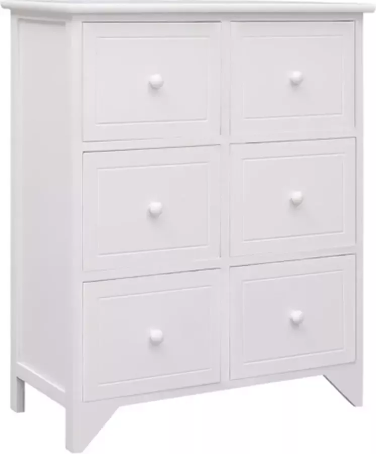 VidaXL -Bijzetkast-met-6-lades-60x30x75-cm-paulowniahout-wit - Foto 2