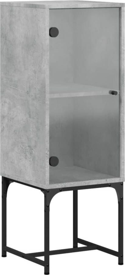 VidaXL -Bijzetkast-met-glazen-deur-35x37x100-cm-betongrijs - Foto 3
