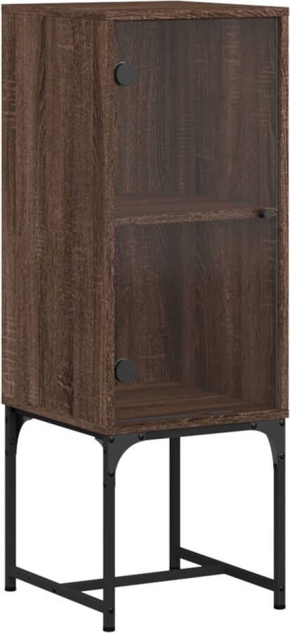 VidaXL Bijzetkast Glazen Deur Bruin Eikenkleur 100cm Bijzettafel Dressoir Houten Kast Vintage Kast Bruine Eiken Kleur - Foto 2